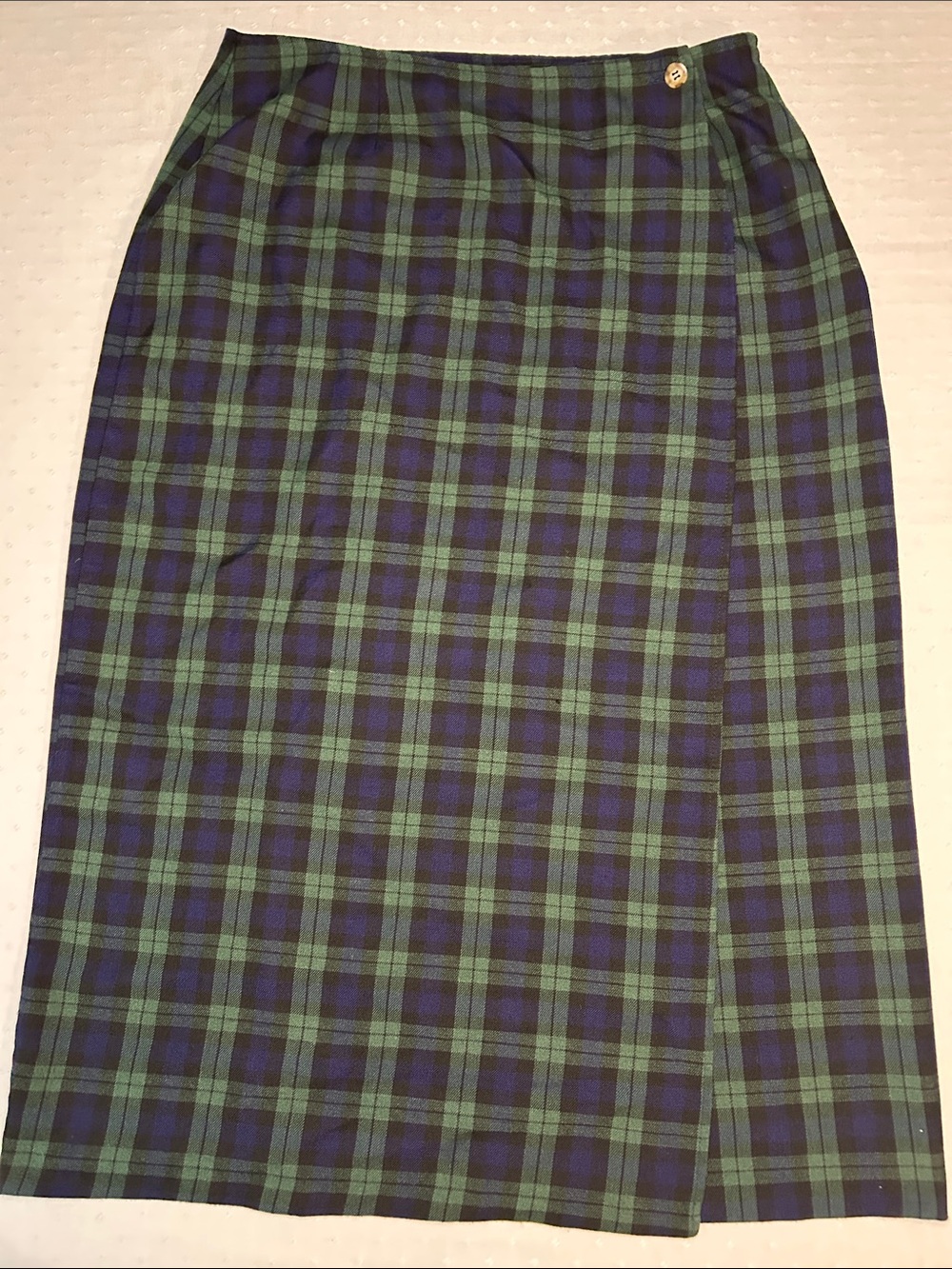 Vintage Green and Navy Plaid punk Midi Skirt — Classic Wrap-Style